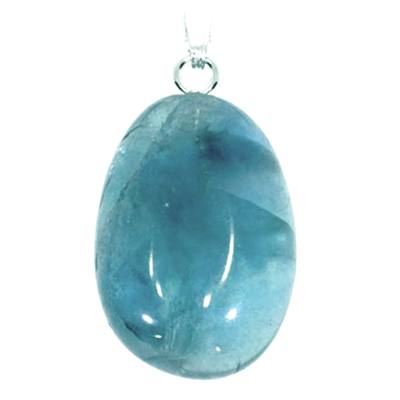 Fluorit blau Edelstein Ketten Silber Anhänger